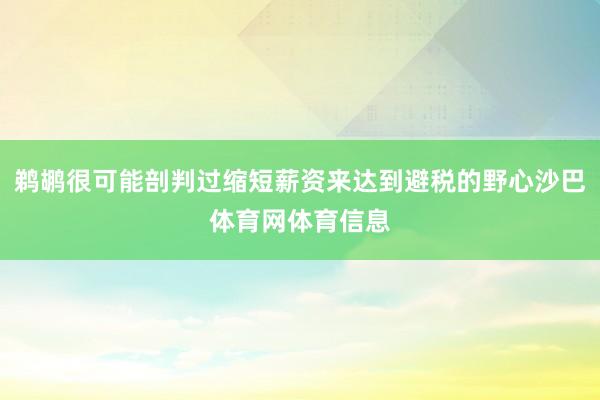 鹈鹕很可能剖判过缩短薪资来达到避税的野心沙巴体育网体育信息