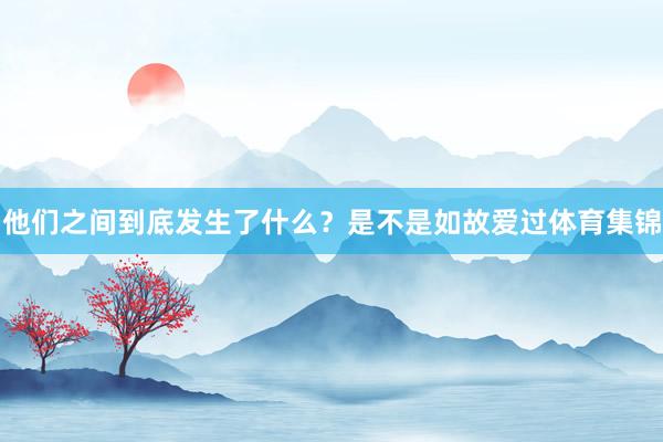 他们之间到底发生了什么？是不是如故爱过体育集锦