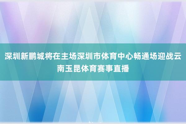 深圳新鹏城将在主场深圳市体育中心畅通场迎战云南玉昆体育赛事直播