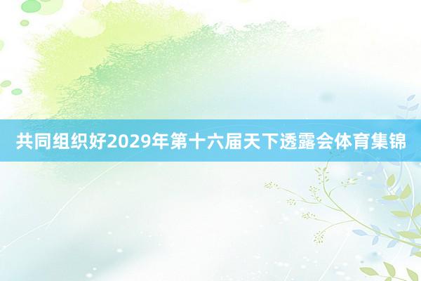 共同组织好2029年第十六届天下透露会体育集锦