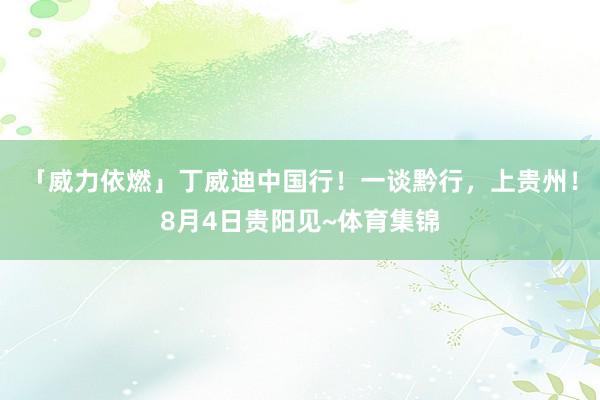 「威力依燃」丁威迪中国行！一谈黔行，上贵州！8月4日贵阳见~体育集锦