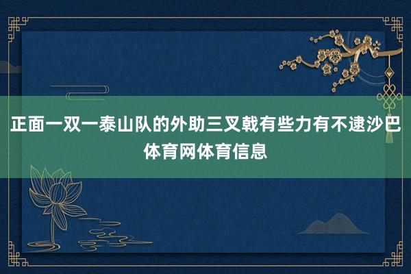 正面一双一泰山队的外助三叉戟有些力有不逮沙巴体育网体育信息
