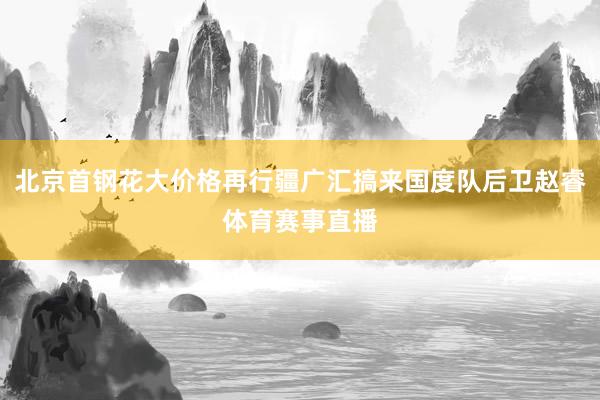 北京首钢花大价格再行疆广汇搞来国度队后卫赵睿体育赛事直播