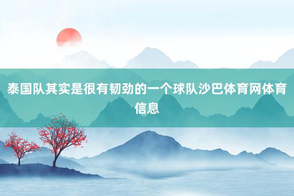 泰国队其实是很有韧劲的一个球队沙巴体育网体育信息
