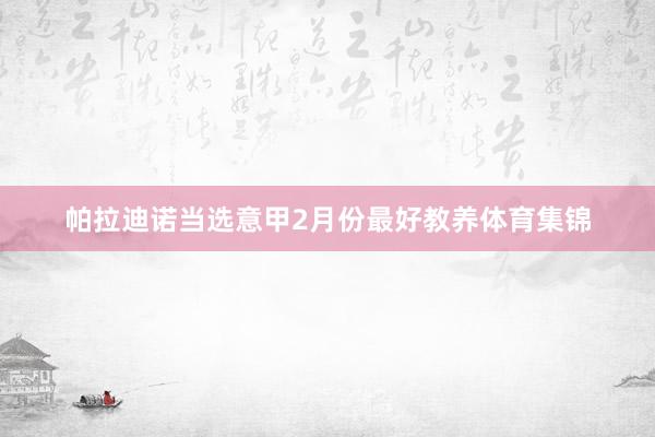 帕拉迪诺当选意甲2月份最好教养体育集锦