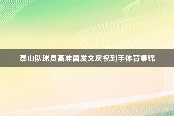 泰山队球员高准翼发文庆祝到手体育集锦